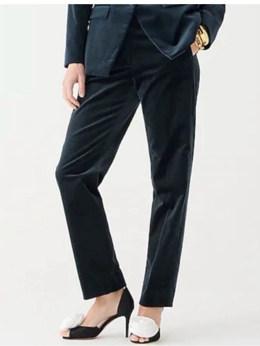 J. Crew Kate Dark Blue Velvet Straight Leg Pants size 8